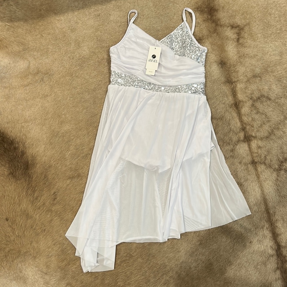NWT Girls party dress white and silver